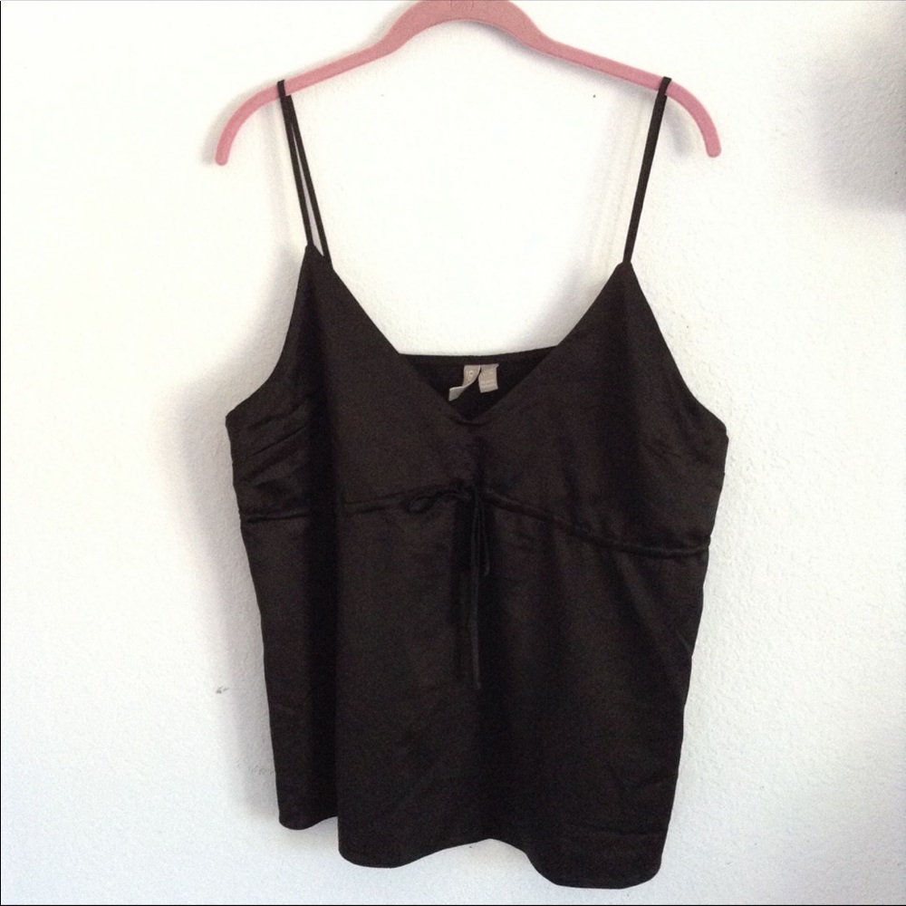 ASOS black satin ruched tie front cami - Picture 2 of 4